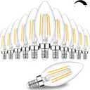 12-Pack Dimmable E12 LED Candelabra Bulbs 60W Equivalent, 3000K Soft Warm White, 600 Lumens B11 Candle Base 6W C35 LED Filament Vintage Light Bulbs, Clear Glass for Chandelier Ceiling Fan High CRI 90+