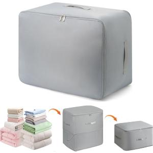 Ultra Space Saving Self Compression Organizer, 2025 New Large Capacity Storage Bag, Self Compression Heavy Duty Organizer for Comforters Blanket Bedding Duvet (Gray, Thin Version, X-Large, 21x17x24in)