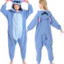 CANASOUR Polyster Unisex Child Halloween Costumes Animal Cosplay Costume Chirstmas Anime One-Piece Pajamas for 6-8 Years Girls Boys (6-8 Years, Blue)