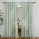 NICETOWN Sage Green Sheer Curtains for Living Room, Rod Pocket Soft & Airy Voile Sheer Panels Window Treatments with Light Filtering for Home Office, 60" W x 84" L, Set of 4