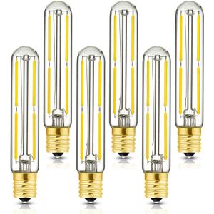 E17 LED Tubular Light Bulbs 6W,T20 Dimmable Led Light Bulbs 60 Watt,4000K Daylight,Led Tube Bulb for Refrigerator,Exit Sign Light,Freezer,600lm,6Pack.