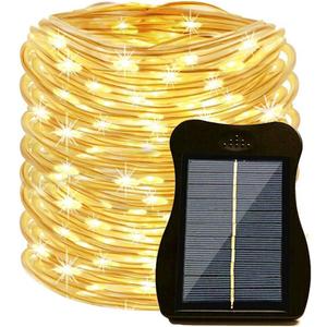 Solar Light Rope Outdoor Waterproof, 39ft 100 LED Solar Tube Fairy String Lights Copper Tube Wire String Lights for Indoor Garden Party Patio Lawn (Warm White)