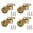 OwnMy 4PCS Universal Brass Stem Casters, 1 Inch Furniture Casters Wheels, Heavy Duty Swivel Casters 360 Degree Rotation, Metal Coffee Table Wheels Casters for Chairs Trunk Box Trolley Cabinet