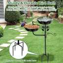 32.7 Inch Metal Bird Bath for Outside, Double Bowls Bird Baths for Outdoors, Freestanding Birdbaths for Outdoors Garden Decor, Bird Feeders Stand for Outdoors with Metal Stake,Garden Decor for Outside