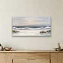 SENROLAN Neutral Blue Grey Seascape Canvas Wall Art, Coastal Ocean Waves Horizontal Wall Decor for Living Room, Modern Coastal Home Decor for Bedroom Hallway Entryway, 40x20 Inch