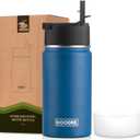koodee Small Water Bottle -12 oz Stainless Steel Vacuum Insulated Water Bottle BPA Free, Boy Water Bottle for School Wide Mouth Flask (Navy)