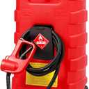 15 Gallon Gas Can, Fuel Tank Container with LE Fluid Transfer Manual Siphon Pump & 10FT Hose, Portable Diesel Gas Storage Caddy with Wheels for Car, ATV, Weeder, Boat, etc., Red