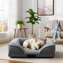 Orthopedic Egg-Shaped Sponge Dog Bed Small Size Dog with Sides, Removable Cover and Non-Slip Bottom (Grey, 24 * 18 * 6)