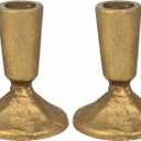 Iron Taper Candle Holder Set of 2, Heavy Candle Stick Holders Gold Candle Holders for Table Centerpiece, Weddings, Mantel and Party Decor (Antique Brass)
