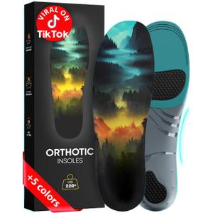 CRUVHEAL 220+ lbs Plantar Fasciitis High Arch Support Insoles Men Women - Orthotic Shoe Inserts - Boot Work Shoe Insole (M, Blue) (M(Men 9-10.5/Women 10-11.5)