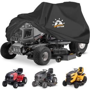 Zettum Riding Lawn Mower Cover - Lawn Tractor Covers Waterproof & Heavy Duty, 600D Outdoor Mower Cover Universal fit with Storage Bag for John Deere, EGO, Toro, Craftsman, Husqvarna, Honda and More, Senior Black - Riding Mower