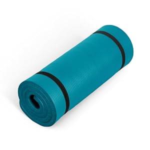 CAP 1" Extra Thick Yoga Mat, Exercise & Workout Mat with Strap, Teal
