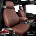 Super Cover for Ford F150 Seat Covers 2015-2025, Full Covered Leather Truck Pickup Seat Protectors Waterproof for F150 2024 2023 2022 2021 Accessories, Only Fit 1st Row Bucket Seat SuperCrew (XL,XLT) (Brown)