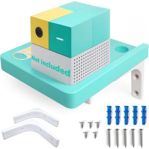 Wall-Mounted Wooden Stand Compatible with Nex Playground Console, Fixed Shelf Holder with Screws, Easy to Install Bracket for Family Gaming Setup (Mint Green)