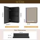 TETOTE Medicine Cabinet Mirror 16" x 24" Black Aluminum Frame Medicine Cabinet with Beveled Mirror, Stepless Adjustable Shelves, Bathroom Mirror with Storage, Wall-Mounted or Recessed