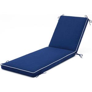 Chaise Lounge Cushion Outdoor, 80"x26"x3" Water-Resistant Navy Blue | Fade-resistant fabric, 30D thickened soft foam, long straps furniture replacement cushions, ideal for pool garden & balcony