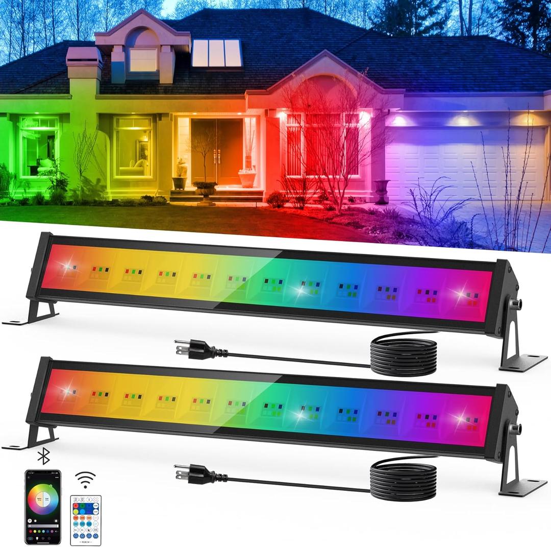 T-SUN RGBCW Wall Washer Lights 2 Pack 50W Stage Wash Light Bar Smart APP & Remote Control Music Sync Memory Timing Color Changing Wash Light for Stage Birthday Party Wedding Outdoor Indoor