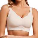 Anti Sagging Full Coverage Bras for WomenNo Underwire Bras for Women Wireless Push-Up (Small, Beige)