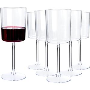 YOUBET 36 Pack Clear Plastic Wine Glasses - 10 OZ Disposable Square Wine Glasses with Stem for Wedding & Party & Anniversary (EXP 11/28/35)