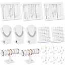 Henoyso 22 Pcs Velvet Jewelry Display Set Jewelry Display for Selling Necklace Stand Bracelet Holder T Shape Earring Stand (White)