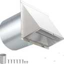 8 Inch Hooded Wall Vent with Screen and Damper,Outdoor Wall Exhaust Vent Cover Cap for Kitchen Range Hood Dryer Duct Ventilation &Exterior Air Exhaust Applications,Galvanized Steel,White
