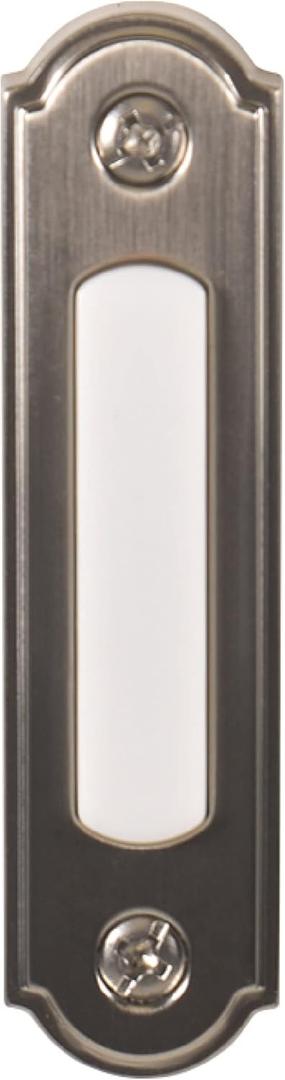Newhouse Hardware LED Lighted Metal Door Chime Push Button (Satin Nickel) | Surface Mount Lighted Door Bell Button | Replacement Wired Doorbell Button for Most Door Bell Chimes