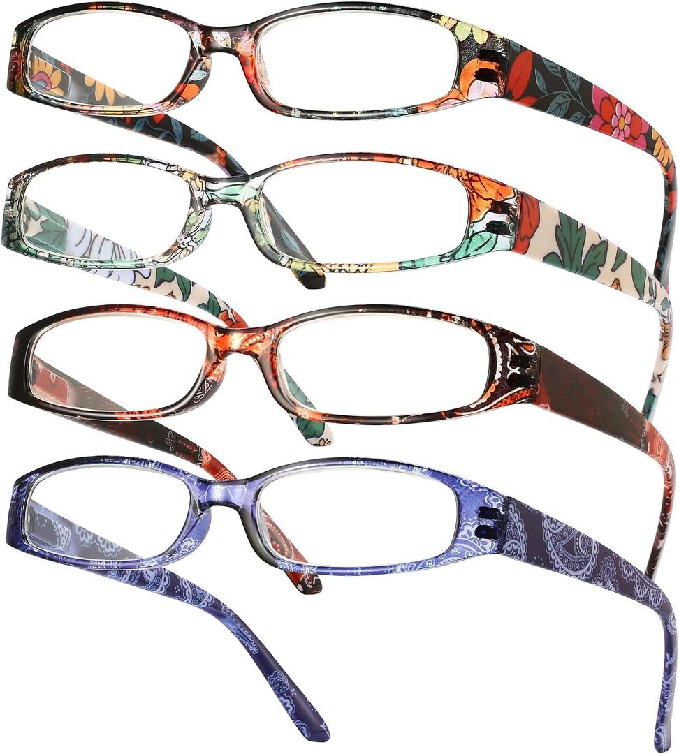 Gaoye 4-Pack Readers for Women, Blue Light Blocking Reading Glasses, Stylish Reading Glasses for Women in 4 Patterns