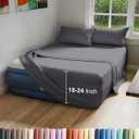 Air Mattress Sheet Set for Queen Size - 4 Piece Breathable & Cooling Sheets w/ Extra Deep Pockets - Fits Inflatable & Blow Up Air Mattresses Up to 24 Inches Thick - Soft and Wrinkle Free - Dark Grey
