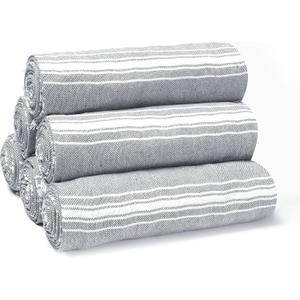 Belizzi Home Peshtemal Turkish Towel Chevron Beach Towels Oversized 36x71 Set of 6, Beach Towels for Adults, Soft Durable Absorbent Extra Large Bath Sheet Hammam Towel - Charcoal Grey