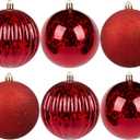 4in Large Christmas Ornaments Shatterproof Christmas Ball Ornaments Giant Xmas Tree Decoration Decorative Hanging Mercury Balls for Party, Home, Holiday (Red,6pc)