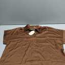 Zeagoo Womens Satin Blouse Short Sleeve Silk Tops Button Down Shirts Business Casual Outfits (Large, Chocolate Brown)