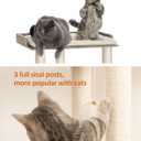 FourFurPets 26.7in Large Cat Tree Tower Condo, Cat Scratch Posts for Indoor Cats, Big Plate, Three 23.6in Full Sisal Scratching Posts, Greige