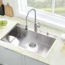 33x19 Drop in Kitchen Sink, 33 Inch Kitchen Sink Drop In Stainless Steel Sink Top Mount 16 Gauge Single Bowl Deep Basin with Drain Strainer, 33"x19"x10"