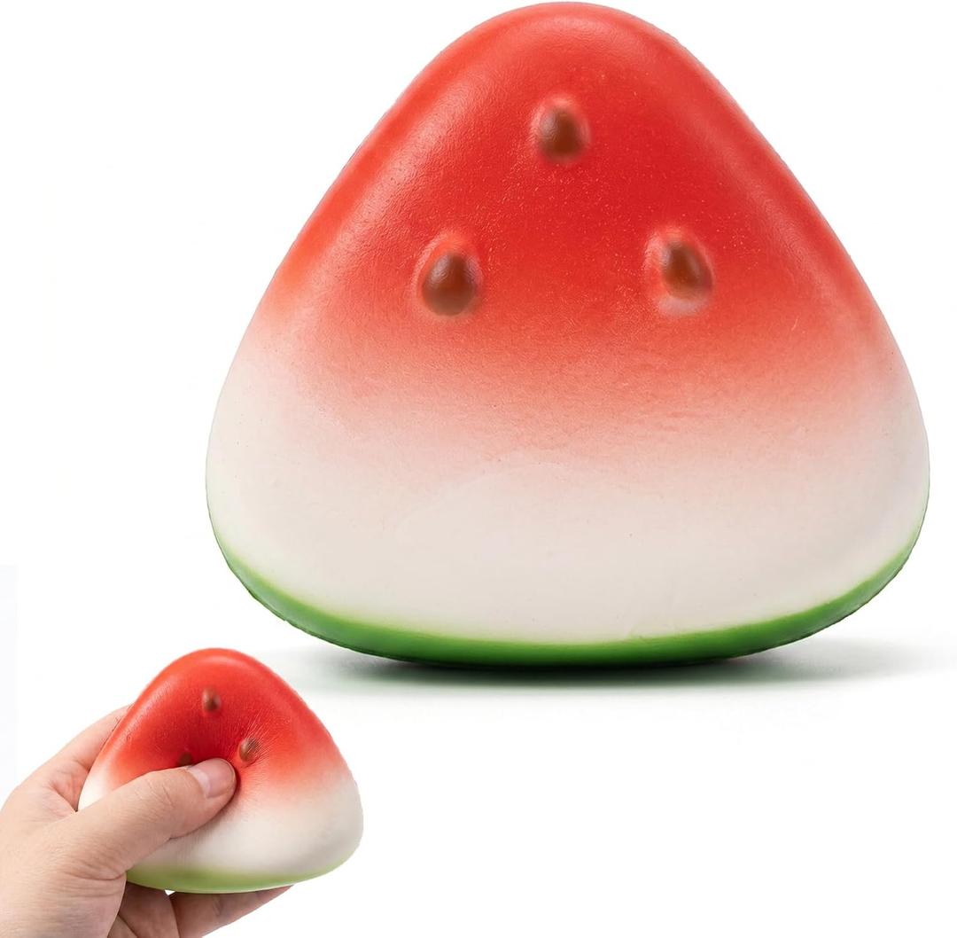 Cute Watermelon Squishy - Slow Rising Stress Relief Squeeze Toys, Sensory Fidget for Adults, Soft PU Foam, Novelty Gift for Party Favors (Watermelon)