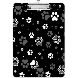 Fashion A4 Clipboard, Standard Letter Size 9" x 12.5", Decorative Wooden Clipboard with Low Profile Metal Clip for Office, School, Teachers, Cute Dog Paw
