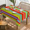 Horaldaily Cinco Stripe Tablecloth 60120 Inch Rectangular, Red Dia De Los Muertos Stripe Seasonal Table Cover for Party Picnic Dinner Decor