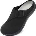 LeIsfIt Womens Wide Clogs Adjustable Diabetic Mules Slip on Clog Slippers for Swollen Edema Feet Wide Width Mules Potato Shoes Black Size 9