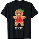 Gingerbread Mom Christmas Matching Pajamas for Family Xmas T-Shirt, S