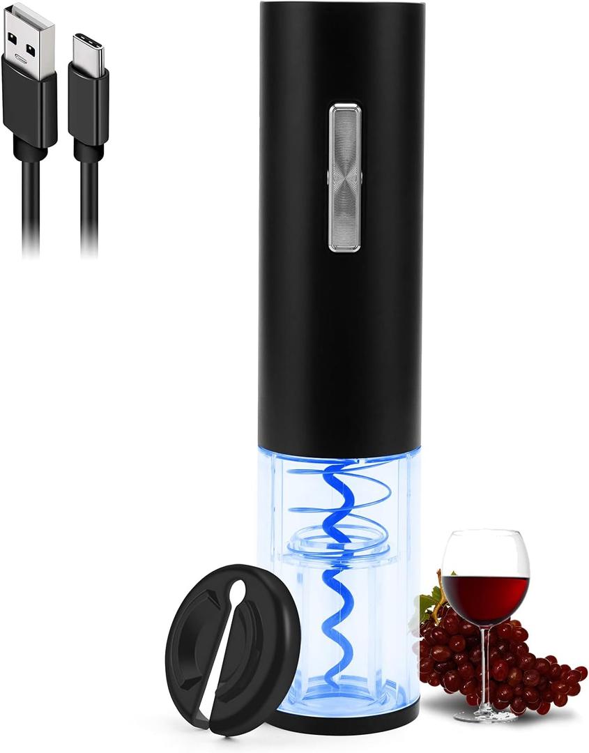 COKUNST Electric Wine Opener, Rechargeable Automatic Wine Corkscrew Bottle Opener With Foil Cutter, Type-C Charging Wine Openers With LED Light For Home Party Restaurant Wedding Gifts