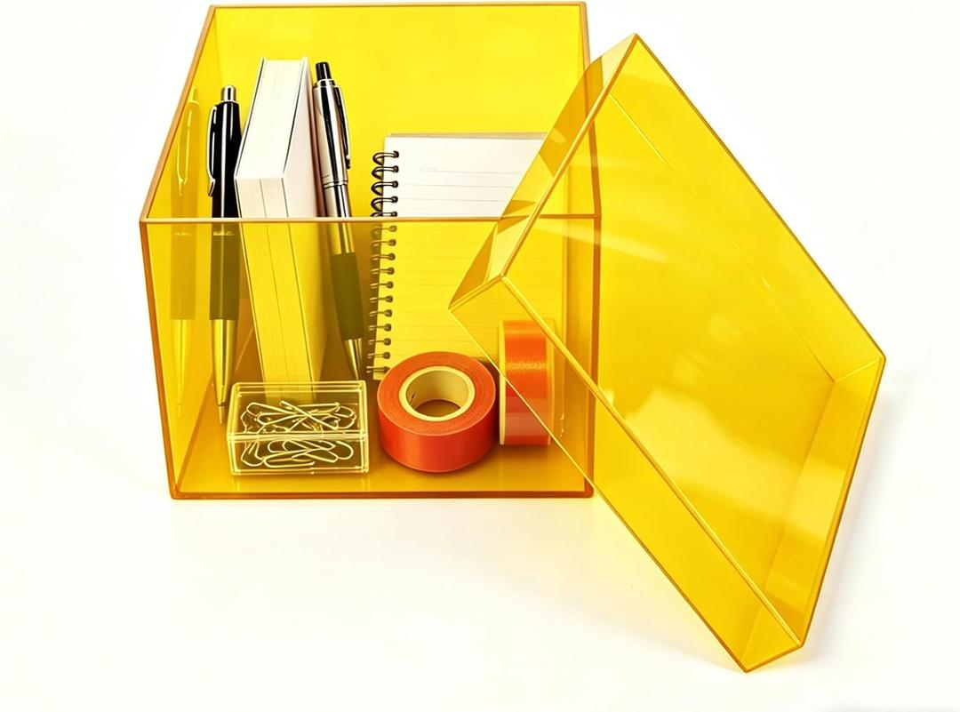 KissYou Acrylic Box with Lid Clear Display Square Cube Bathroom Counter Jewelry Storage Contanier Wedding Birthday Party Candy Gift Wrap Boxes