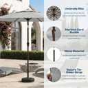 Patio Kingdom 10FT Patio Umbrella, 2 Tier Outdoor Table Umbrella, Large Vented Market Umbrellas with Push Button Tilt and Crank, 8 Sturdy Ribs for Backyard, Deck, Pool, UPF50+ UV Protection, Light Gray