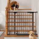 InnoTruth 27-36.6 in Wide Baby Gate for Stairs and Doorways, Brown