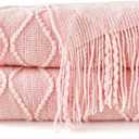 inhand Knitted Gift Throw Blankets for Couch and Bed,Valentines Day Decor Blanket for Her Him Girlfriend Wife, Pink Romatic Lightweight Decorative with Tassel, Farmhouse Warm Woven for Women, 60"x80"