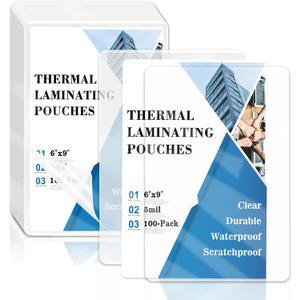 100 Pack Lamination Pouches 6" x 9" 5 mil Clear Index Card Laminating Pouches File Card Laminating Pouches Thermal Laminate Pouch Tags for Work Permits Pass Cards Student ID Cards