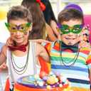 Winlyn 144 Pcs Mardi Gras Party Accessories Set Bulk Mardi Gras Bead Necklaces Masquerade Mardi Gras Coins Temporary Tattoos Rubber Bracelets for Mardi Gras Parade Masquerade Party Dcoration