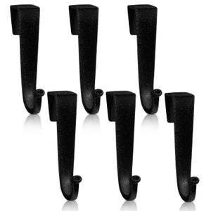 Amyhill 6 Pcs Over The Door Hook Flocked Door Hooks Soft Surface Heavy Duty Over The Door Hanger for Hanging Clothes, Towels, Coats, Bathroom, Kitchen, Bedroom (Black)
