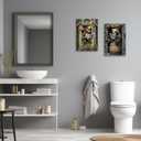 ZXHYWYM Farmhouse Animals Wall Art Set of 2 Bear Moose In Outhouse Toilet Wall Decor Funny Brown Animal Poster for Rustic Cabin Bathroom Frame (Teal, (12.00" x 16.00" x 2PCS))