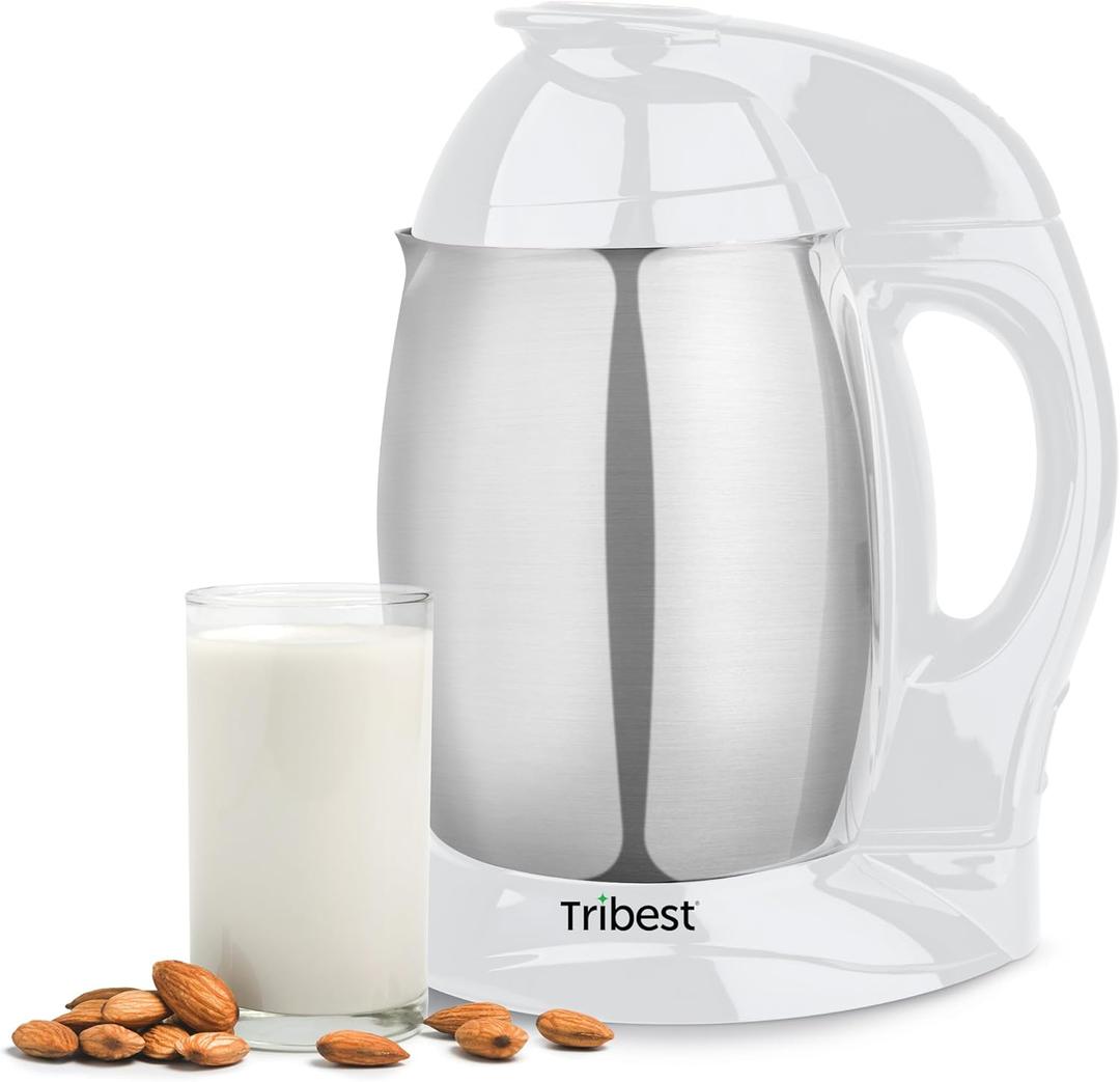 Tribest Soyabella SB-130 Deluxe Automatic Nut Milk Maker & Soy Milk Maker Machine, White/Stainless Steel (Large)
