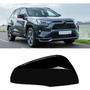 Moonlinks Compatible with Toyota RAV4 2019 2020 2021 2022 2023 2024 Right Side Mirror Cover Replacement, Glossy Black Right Passenger Side Door Rearview Mirror CapTrim for RAV4 RH