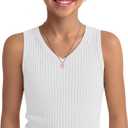 Girls' Tank Tops Sleeveless Shirts | Ribbed Knit, V Neck, Slim Fit, Summer, Casual, Basic Undershirts, Cute, for Kids 5-14Y, Teen, Solid Color, Back to School